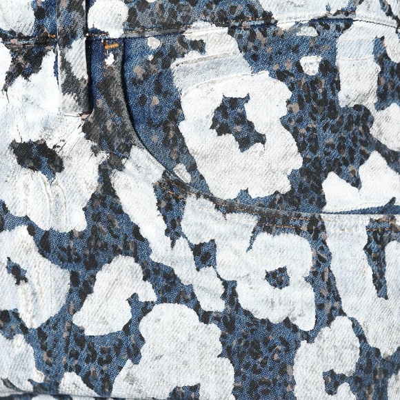 Roberto Cavalli Women's Blue Leopard Printed Denim Pants - Picture 2 of 2